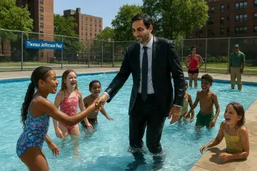 New York Mayor Mamdani Jumps Into Public Pool, Suit and All, to Open Summer Season